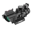 AOMEKIE Rifle Scope 4X32mm Red/Green/Blue Illuminated Rapid Range Reticle Airsoft Red Dot Sight Scope with Top Fiber Optic Sight and 11mm/22mm Picatinny Rail Mount for Hunting