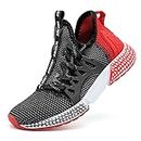 ASHION Kids Shoes Lightweight Boys Sneakers Non Slip Comfortable Big Kids Shoes for Tennis Running Athletic,82 Dark Red4