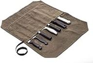 JURONG Chef's Knife Roll Bag with 7 Slots, Waxed Canvas Chefs Knife Case, Kitchen Tool Roll Bag, Blade Storage Case