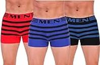 MAX DEALS Men's Super Stripped Boxer Trunk Free Size (75 cm to 110 cm) Multicolour Pack of 3