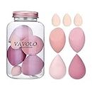 7 PCs Pink Series Multi-color Makeup Sponge Set, Foundation Blending Beauty Blender, Flawless for Liquid Creams and Powders (A-Pink)