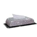 Car Accessories Bling Bling Crystal Car Tissue Box Paper Towel Cover Holder Napkin Case Diamond Rhinestone Automobile Accessories For Women Girl (Color : Silver with Mat)