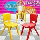 RUDRAMS Big Kids Chair for 4 to 10 Years || Strong Plastic Chair for Kids || Nursery School Kids Chair || Chairs for Kids Sustain Upto 150 kg (2, Red & Yellow)
