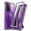 Dexnor for Samsung Galaxy S21 Ultra Case, [Built in Screen Protector and Kickstand] Heavy Duty Military Grade Protection Shockproof Protective Cover for Samsung Galaxy S21 Ultra 5G, 6.8 inch Purple