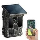 Trail Camera Solar Powered 46MP 4K 30FPS, WiFi Bluetooth Game Camera with 120°Wide-Angle Motion 3 PIR Sensor 0.1s Trigger Time Trail Camera with Night Vision IP66 Waterproof