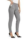 Willit 28" Women's Yoga Dress Pants Skinny Slacks Work Leggings Slim Fit Stretch Office Pants Petite 4 Pockets Graphite Grey L