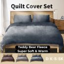 Quilt Cover Set Doona Duvet Teddy Bear Fleece Thermal Winter Pillowcase All Size