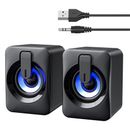USB Wired Computer Speakers for Desktop PC Laptop Stereo LED RGB Light Soundbar