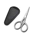 HITOPTY Small Precision Scissors, 3.5inch Stainless Steel Multi-Purpose Vintage Beauty Grooming Kit for Facial Hair, Eyebrow, Eyelash, Beard, Moustache with PU Sheath