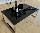 Kare Design Tempered Glas Tisch Couchtisch schwarz 90 x 60 x 29 Bauhaus Style