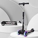 R for Rabbit Road Runner Scooter for Kids of 3 to 14 Years Age 4 Adjustable Height, Foldable, LED PU Wheels & Weight Capacity 75 kgs Kick Scooter with Brakes Black