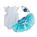 BaronHong Recién Nacido Baby Girl Lace Wings Outfits Romper + Tutu Skirt + Headband + 3pcs Clothing Set (Azul, M)
