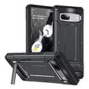 Sandstone® Rugged Case Compatible for Google Pixel 7a Shockproof, TPU + PC Double Layer Protection Phone Case with Invisible Stand - Black