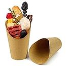 HINMAY 50 Pcs Disposable French Fries Holder, 12oz Paper French Fry Cups Charcuterie Cups for All Occasions (12oz, Brown)