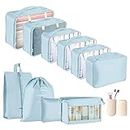 Packing Cubes for Suitcase - GEEDIAR 11 PCS Packing Cubes Travel Luggage Organizers Bag Waterproof Travel Essentials Bag Clothes Shoes Storage Bags（Blue）