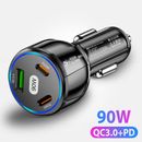 Fast Car Charger USB + 2 Port TYPE C Universal Socket Adapter For iphone Samsung