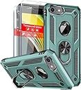 SunRemex Compatible with iPhone 8 Case iPhone 7 Case iPhone 6 Case iPhone 6s Case with Tempered Glass Screen Protector Military-Grade Protective Phone with Kickstand for iPhone 6/6s/7/8 (Dark green, 4.7)
