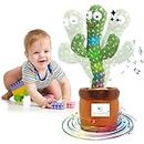 MOMITTLE Talking Dancing Cactus Toy with USB Charging, Singing, Recording, Repeat What You Say, LED Lights - Fun Educational Plush Toy for Babies, Kids, and Home Decor