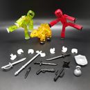Zing Stikbot Animation Lot of 3 Figures, 6 Hand Clips & 10 Weapon Accessories