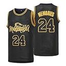 Youth Basketball Jersey for Kids Stitched #24 Retro Hiphop Sports Fans Boys Basketball Shirt Jerseys #24 Black X-Large