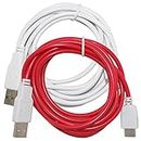 AFUNTA 2 Pcs of Charging Cables for NABi Jr, NABi 2S, NABi Dream Tab and NABi XD Tablets, 6.6ft/2m USB Charger Cord - White, Red