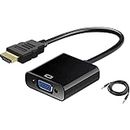 Sounce HDMI to VGA Gold Plated High-Speed 1080P Active HDTV HDMI to VGA Adapter Converter Male to Female with Audio and Micro USB Charging Cable, (Black)
