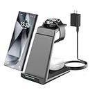 Wireless Charger for Samsung - NANAMI 3 in 1 Charging Station for Multiple Devices, Fast Charger Stand Dock for Galaxy S24 S23 Ultra S22 S21 S20 Z Flip Fold 4, Galaxy Watch 5/5 Pro/4/3,Galaxy Buds Pro