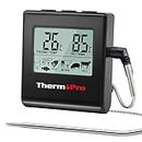 ThermoPro TP16 Fleischthermometer Grillthermometer digital Bratenthermometer Ofenthermometer Thermometer Küchen mit Timer für BBQ, Grill, Smoker Schwarz