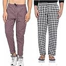 Men's Cotton Checkered Printed Pyjama, Pajamas Colors -(Red, Black Pack of 2 (X-Large, Multicolor -2)