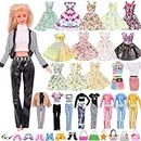 22Pcs Doll Clothes and Accessories for Barbie, Including Floral Dress Fashion Skirt Suits Sports Outfits Tops Pants Handbags Shoes Random Style for 11.5 inch Girl Doll