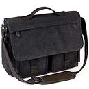 Messenger Bag for Men, VASCHY Vintage Water Resistant Waxed Canvas Satchel 17 inch Laptop Briefcase Shoulder Bag with Padded Shoulder Strap Gray