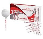 BENSIVE Golf Tees Bamboo 31mm | Pack of 100 | Sturdy, Biodegradable, Sustainable Wooden Golf Tees with Height Markers & Curved Top - White (31mm, Pack of 100)