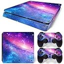 Ps4 Slim Stickers Full Body Vinyl Skin Decal Cover for Playstation 4 Slim Console Controllers (with 4pcs Led Lightbar Stickers) (Pink Sky)