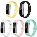NAHAI Bands Compatible with Fitbit Alta HR/Fitbit Alta for Women Men, 5 Packs Soft Silicone Replacement Sport Strap Wristbands Accessories for Fitbit Alta, Large, Black/White/Sand/Teal/Yellow