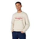 Wrangler Men's Frame Logo Crew Sweater, Beige, Large