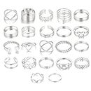 Shining Diva Fashion Jewellery Set of 22 Stylish Silver Plated Rings for Women and Girls (14738r)