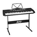ALPHA 61 Keys Electronic Piano Keyboard Portable Digital Keyboard with Audio Input, Microphone Input, Headphont Output, 255 Tones Rhythms LED Electric Holder Music Stand Adaptor Power