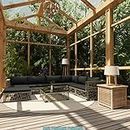 DEVOKO Outdoor All-Weather HDPE Rattan Wicker L-Shape Sectional Patio Sofa Set in Grey & Black - Ideal for Garden, Lawn, Backyard, Poolside