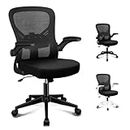 ALFORDSON Ergonomic Office Chair Mesh for Home Office, Mid-Back Student Computer Study Desk Chair with Adjustable Flip-Up Arm & Lumbar Support, Gaming Racing Task Chair, Keldon All Black