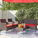 4 Piece Table And Chairs Outdoor Patio Furniture Set With Red Cushions Clearance