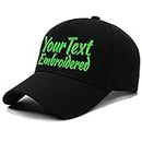 Custom Hat with Logo Text Embroidered Families Baseball Cap Adjustable Fit Sports Hat, Black, Large-X-Large