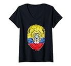 Womens Ecuador Lion Pride Ecuadorian Flag Roots Men Women kids V-Neck T-Shirt