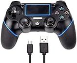 New world for PS4 Wireless Controller for PS4 Wireless Gamepad Joystick Controller for PS4 Playstation 4/Pro/Slim/PC and Laptop with Motion Motors and Audio Function, Mini LED Indicator, USB Cable and Anti-Slip - Blue