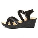 Lilley Sydney Womens Black Wedge Strappy Sandal - Size 4 UK - Black