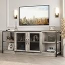 IDEALHOUSE TV Stand for 65+ Inch TV, Industrial Entertainment Center TV Media Console Cabinet, Farmhouse TV Stand with Storage and Mesh Door, TV Console Cabinet Furniture for Living Room (Rustic Grey)