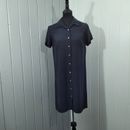 New York & Company Size 8 Black 100% Silk Short Sleeve Shirt Dress Knee Length