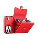 GoshukunTech for iPhone 11 Pro Max Case,Wallet Case Card Holders for iPhone 11 Pro Max,PU Leather Card Slots Case Cover Kickstand Feature with Strap Wrist & Lanyard [Red]