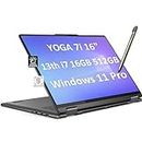 Lenovo Yoga 7 7i 2-in-1 Business Laptop (16" FHD+ Touchscreen, Intel 10-Core i7-1355U, 16GB LPDDR5 RAM, 512GB SSD, Active Stylus), Long Battery Life, Backlit, FP, 1080p Webcam, Win 11 Pro, Storm Grey