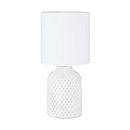 EGLO Bellariva Lampada da tavolo, lampada da comodino in ceramica color crema, tessuto bianco, lampada da soggiorno, lampada con interruttore, attacco E14