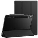 JETech Funda para Samsung Galaxy Tab S9 Plus 12,4 Pulgadas, Carcasa Translúcida Respaldo Trifold Soporte Protectora Tableta, Admite Carga de S Pen, Auto-Sueño/Estela (Graphite Negro)